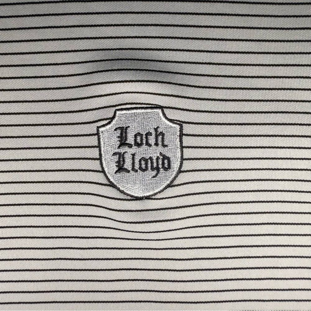Adidas Loch Lloyd Golf Polo Gray Striped Country Club Men’s Large Kansas City - Picture 2 of 10